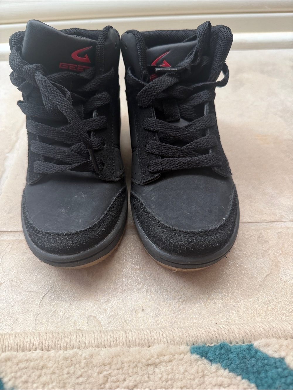 Kids' Black and Red High-Top Sneakers